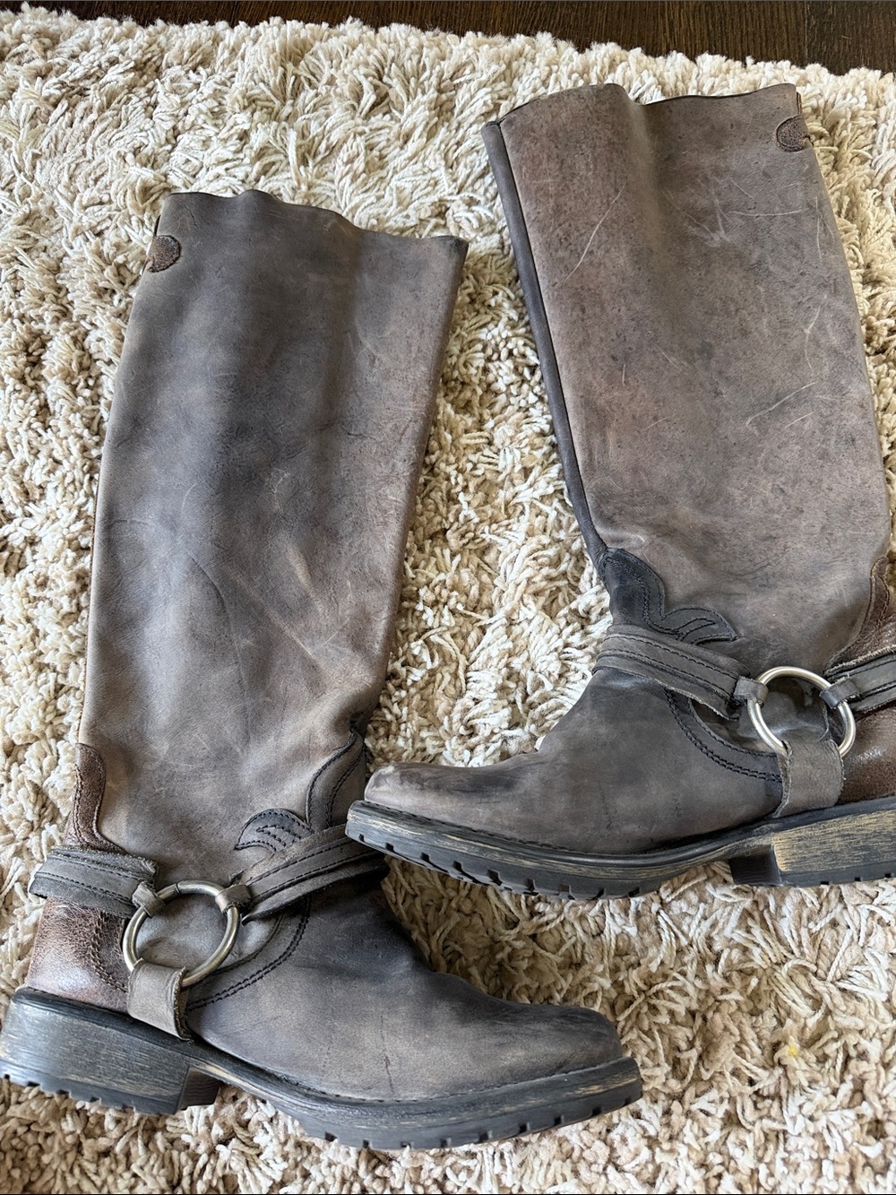 Steve Madden Judgement size9 Brown Leather Harness Knee-High Heeled Boots